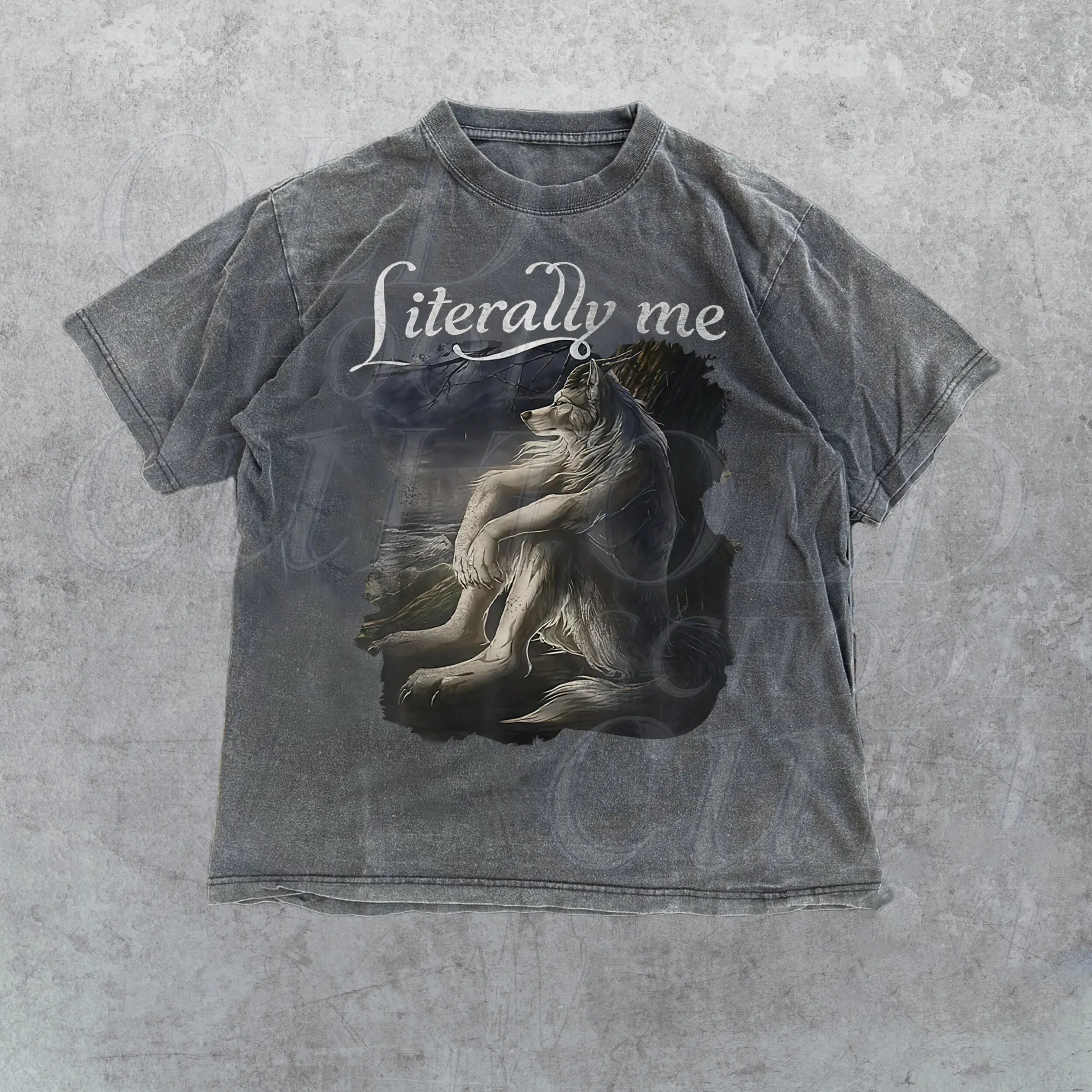 Wolf Funny Vintage T-shirt Retro Meme Tee Grunge Clothing Aesthetic Emo Silly Animal Graphic Shirt Alpha Wolf Shirt Washed Shirt
