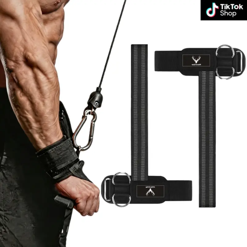2 in 1 Lifting Straps with Reinforced D Ring Non Slip Silicone Beads Thick Padded Wrist Support for Deadlift Cable | Gym Accessories resistance bands heavy duty fitness