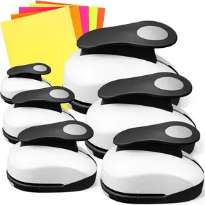 6 count Circle Punch Set 3in/2in/1.5in/1in/0.6in/0.3in Scrapbook Hole Punchers Crafting with 10 Sticker Paper Round  Scrapbook for Office Supplies DIY Albums Photos(Black)