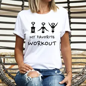My Favorite Workout T-Shirt, Funny Wine Shirt,  Wine Lover Tee, Wine Workout Tee, Fitness Short Sleeve, Favorite Workout Gift Shirt, Sarcastic T-Shirt.