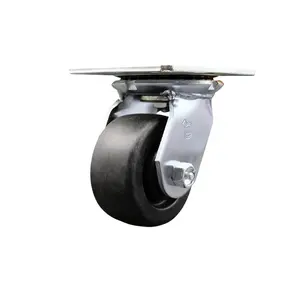 Service Caster SCC-35S420-POR Heavy Duty Large Top Plate Polyolefin Swivel Caster with 4 x 2 in. Black Wheel - 500 lbs Capacity per Caster