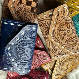 Genuine Leather Trifold wallet tooled