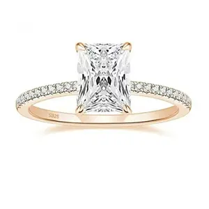 Hot-selling High-quality 925 Sterling Silver Radiant Cut Wedding Promise Rings for Women