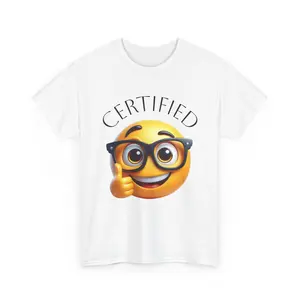 Certified Nerd Emoji Tee | Thumbs Up Glasses Smiley