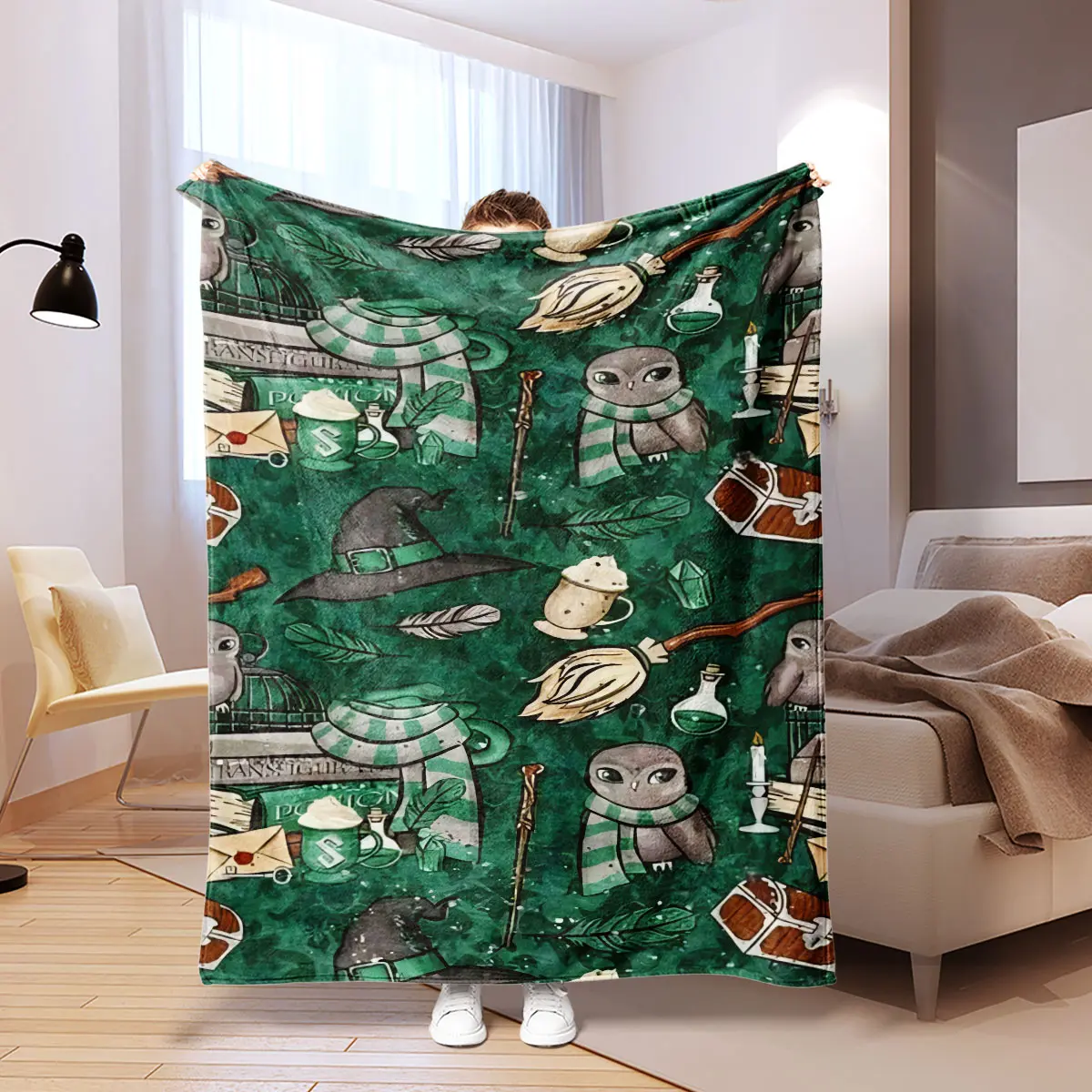 Harry Potter Magic Elements Fleece Blanket, Soft and Skin-Friendly Cozy Throw for Sofa and Bed, All-Season Use, Easy Care Gift for Family