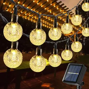 Toodour Solar String Lights Outdoor, 36ft 60 LED Globe String Light with 8 Mode, Waterproof Crystall Ball Lights Solar Patio Lights for Garden, Lawn, Patio, Gazebo, Yard, Outdoor Decor - Warm White