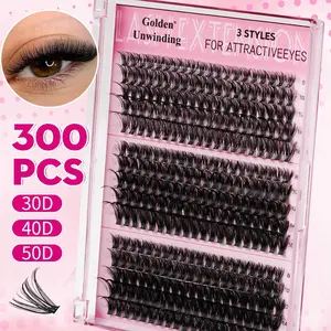 300pcs Eyelash Extension Kit, 30D+40D+50D Lashes, 8-16mm, Volume False Eyelashes, DIY False Eyelashes at Home, Home Diy Friendly, Easy Application, Stunning Look, Diy Eyelash Extensions