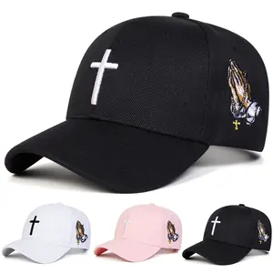 Unisex Cross Embroidered Baseball Cap Outdoor Adjustable Sunscreen Leisure Hat Spring Autumn Travel Tourism Beach Vacation