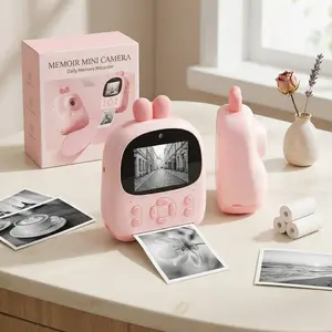 Tant Portable Instant Print Camera with 3 Thermal Paper Rolls, Mini Digital Photo Printer for DIY Projects & Travel Journals, Compact Zero Ink Printing Camera, Pink