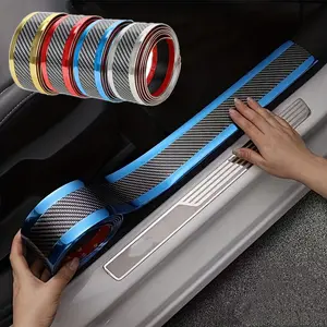 Universal Car Door Sill Protective Strip, 1 Count Carbon Fiber Style Body Rearview Mirrors Bumper Anti-scratch Protective Sticker, Auto Accessories Decorations