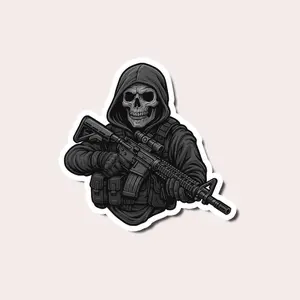 Grim Reaper Dad Sticker, Tactical Skull Soldier Decal for Military Fathers, Badass Father’s Day Gift for Army Dads, Laptop Water Bottle Decal Sticker
