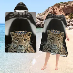 JIT 1pc Leopard Queen Shadow Crown Bathrobe Super soft Wearable Bathrobe, adult hooded bathrobe, printed pattern wearable bathrobe, warm and comfortable bathrobe for your boyfriend/girlfriend