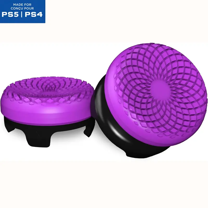 FPS control freaks ps5 controller Thumbsticks for PlayStation 5 (PS5) and PlayStation 4 (PS4) Controller | Performance Thumbsticks | 1 High-Rise, 1 Mid-Rise | Purple/Black ps5 controller Console Ps4/5-Purple/Black