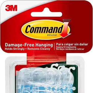 Outdoor Rope Light Clips, 12 Hooks and 16 Command Strips, Damage Free Hanging Christmas Decorations with Weather Resistant Strips, Wall Clips for Hanging Outdoor Lights and Cable Management