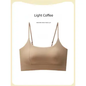 Seamless Anti-Exposure Bra Solid Color Women's Sleepwear with Detachable Adjustable Straps Soft Comfortable Breathable Minimalist Plain Summer
