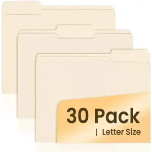 File Folders, 30 Pack Manilla Folders 8.5 x 11, 1/3 Cut Tab for Easy Labeling and Organization, Durable Standard Paper for Home, Office, School Filing