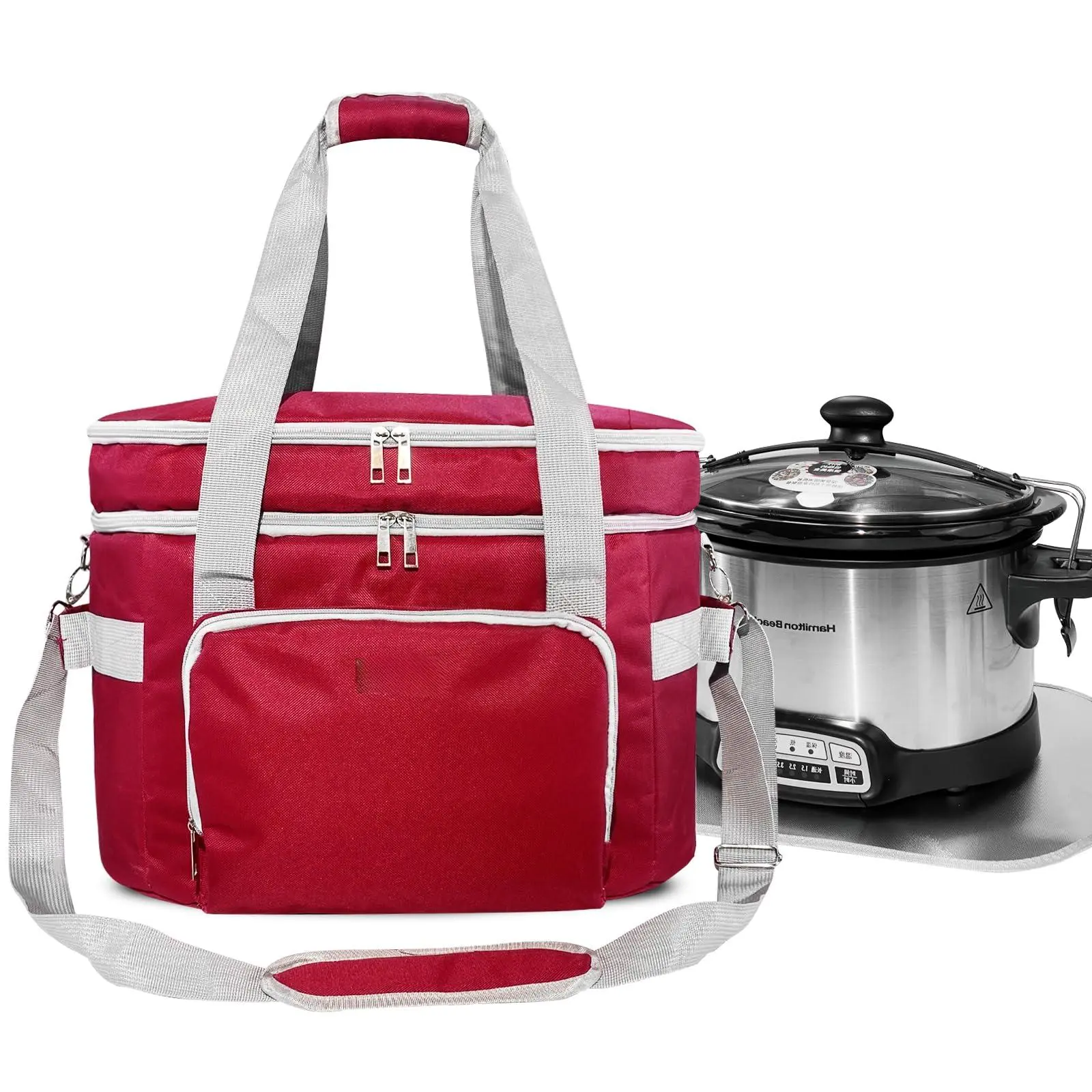 Crock Pot Bags Carrying Bag For 4-8 Quart Pots - Insulated Travel Carrier With Fixators  Base Pad And Shoulder Strap Suitable Small Large Slow Cookers