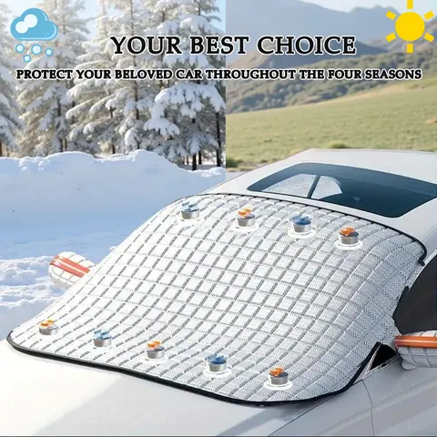 Motorized Car Windshield Cover 48''x64'' - All-Season Car Sun Shade Front Window, UV Protection, Versatile Protection for Winter Snow/Ice/Frost & Summer Shield, Durable Design