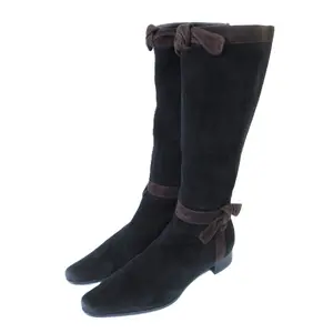 Pre-owned PRADA Suede calfskin Small Leather Goods Ribbon Suede Long Boots