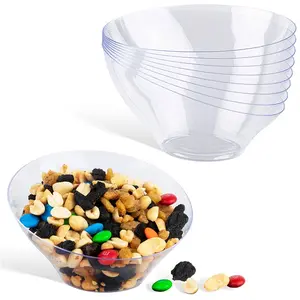 6oz Clear Plastic Serving Bowls (8 Pack) Small Disposable Candy Dishes, Buffet Containers for Chips, Popcorn, Snacks, Mints, Salad Bar, Snack Bowl, Parties, Office Desk, Bridal Shower, Party Supplies