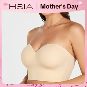 HSIA Seamless Iris Longline Strapless Bra for Plus Size Women - Longline Corset Adjustable Anti-Slip Support Corset Bustier Bandeau for Large Busts, Hand Wash Only, Smooth Plus Size Fashion Womenswear