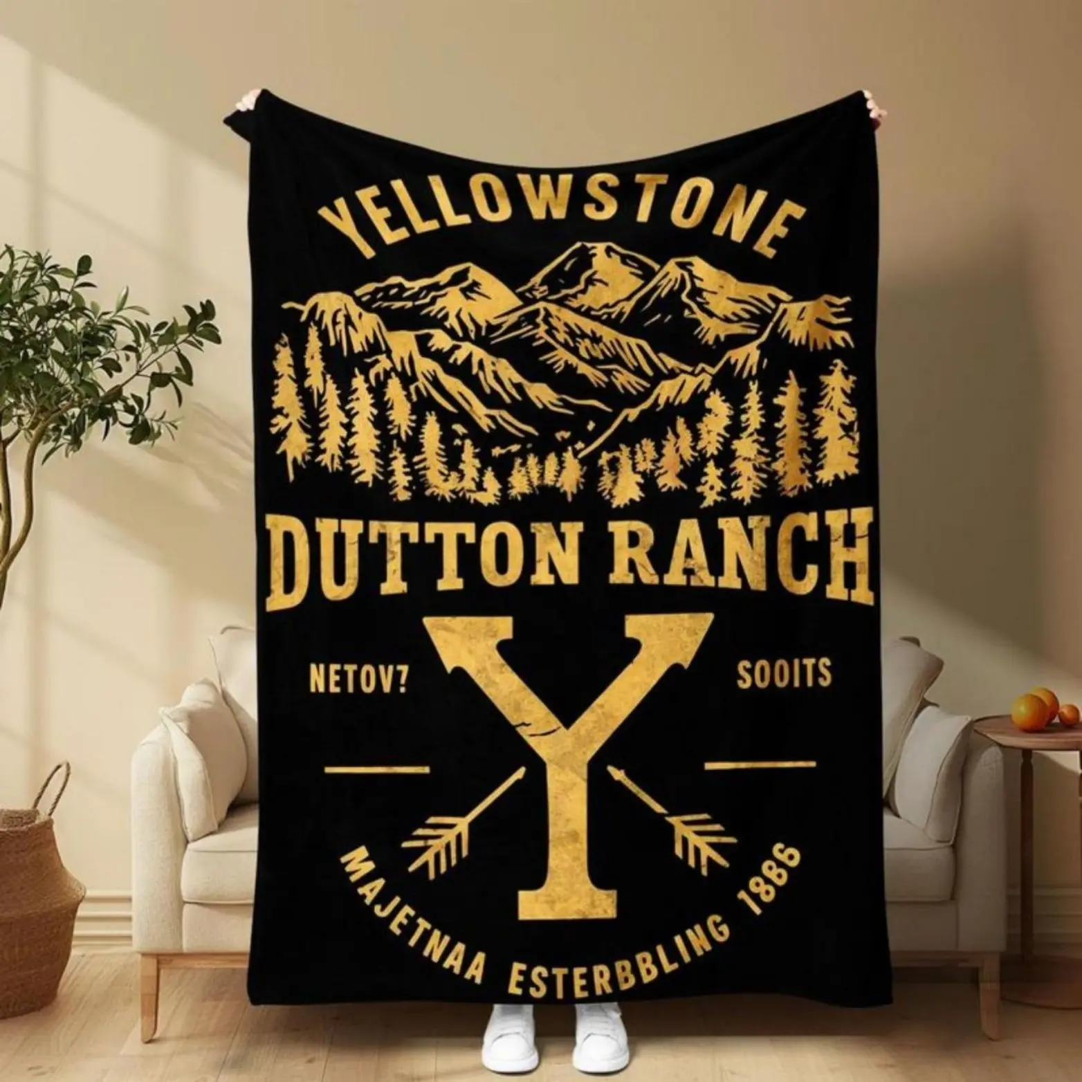 Yellowstone Theme Flannel Throw Blanket 30x40 50x40 50x60 80x60 inches Soft Comfortable Funny Pattern Breathable Durable Warm for Family Home Office Air-Conditioned Rooms Travel Camping