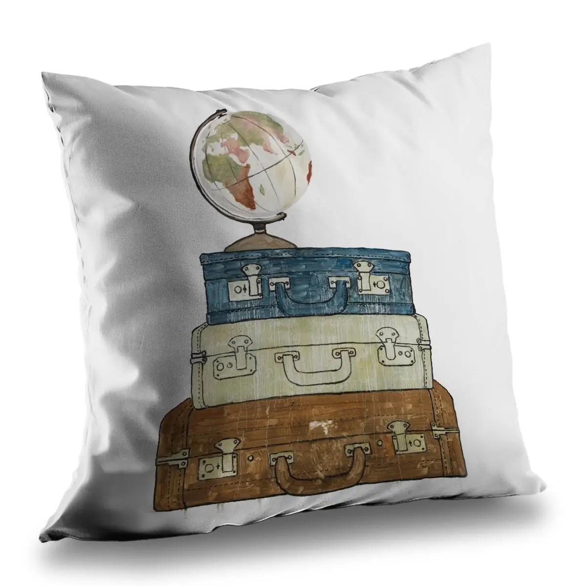 Begin Home Decor C1PT1414NRYC8O 14 x 14 in. Go Around the World Vintage Travel Map Throw Pillow - Home Decor
