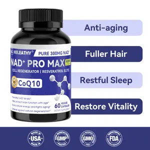 HIILEATHY NAD+ Pro Max 300mg - Con NAD+, CoQ10, Resveratrol y Extracto de Pimienta Negra | Energía, Cerebro y Antiedad