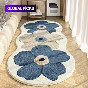 Special-Shaped Floral Plush Rug, Decorative Rug, Home Decor Rug, Soft Thick Non-Slip Carpet for Living Room, Bedroom, Dining Room or Kitchen Decor