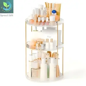 3-Tier / 2-Tier Rotating Makeup Organizer | 360° Spinning Vanity Tray for Cosmetics, Skincare & Jewelry | Clear Acrylic Storage with Adjustable Compartments, Perfect for Bathroom Countertop & Dresser Organization ✨💄🪞#rotatingorganizer#vanityorganization