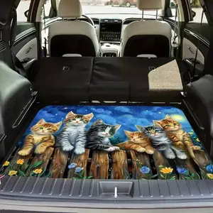 1 Cat Starry Sky Pattern Car Trunk Mat - Cute Design, Easy to Clean SUV Trunk Mat, Pet-Friendly, Keep The Interior Clean, Stylish And Durable, Suitable for All Models.