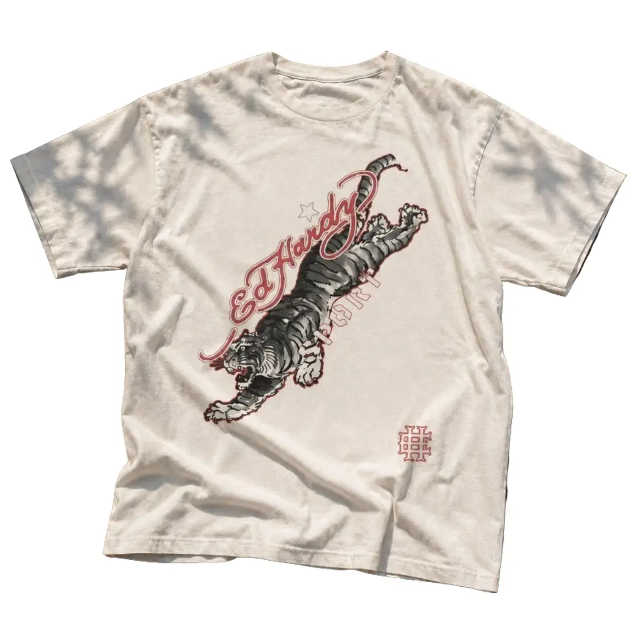 Ed Hardy Tiger Graphic T-Shirt, White Unisex Cotton Tee, Vintage Tattoo Style Shirt, Retro Y2K Streetwear Graphic T-Shirt, Tiger Lover Gift