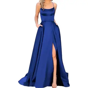 2025 Solid Color Long Slim Off-Shoulder European and American Style Bridesmaid Evening Gown for Wedding Party