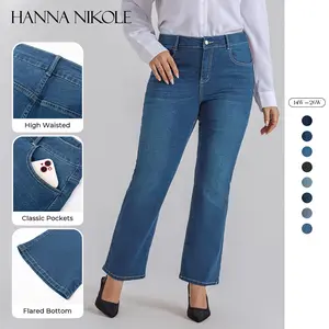 【PLUS SIZE】Hanna Nikole Women's Plus Size Wide Flared Jeans High Waisted Stretchy Bell Bottom Denim Jeans #TikTokShopBlackFriday