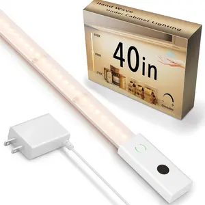 Sleek Under-Cabinet Plug-in LED Light Strip, 40-Inch Cuttable Hand-Wave Activated, 1090lm Ultra-Bright, 3-Color Flexible Silicone Slim Stick-On for Kitchen Counter, Under Shelf Lighting, Sleek Under-Cabinet Lights