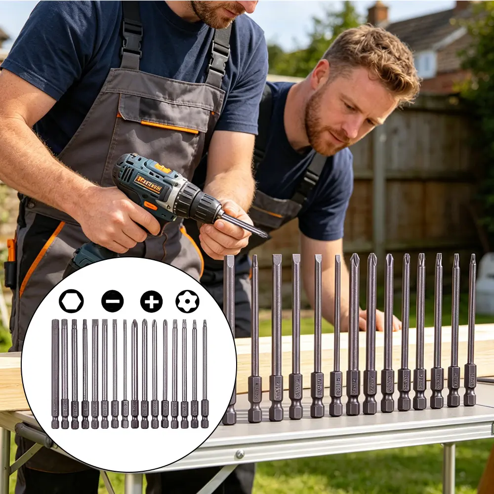 16 pcs Security Screwdriver Hex Shank Long Magnetic Screwdriver Bits Long Screwdriver Bits Tri-Wing Security Power Tool