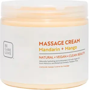 BCL SPA Massage Cream organic Mandarin + Mango body lotion with shea butter, aloe vera, peppermint, argan and jojoba oils, body cream to invigorate, hydrate and soften the skin. Home/Pro use 16 fl oz