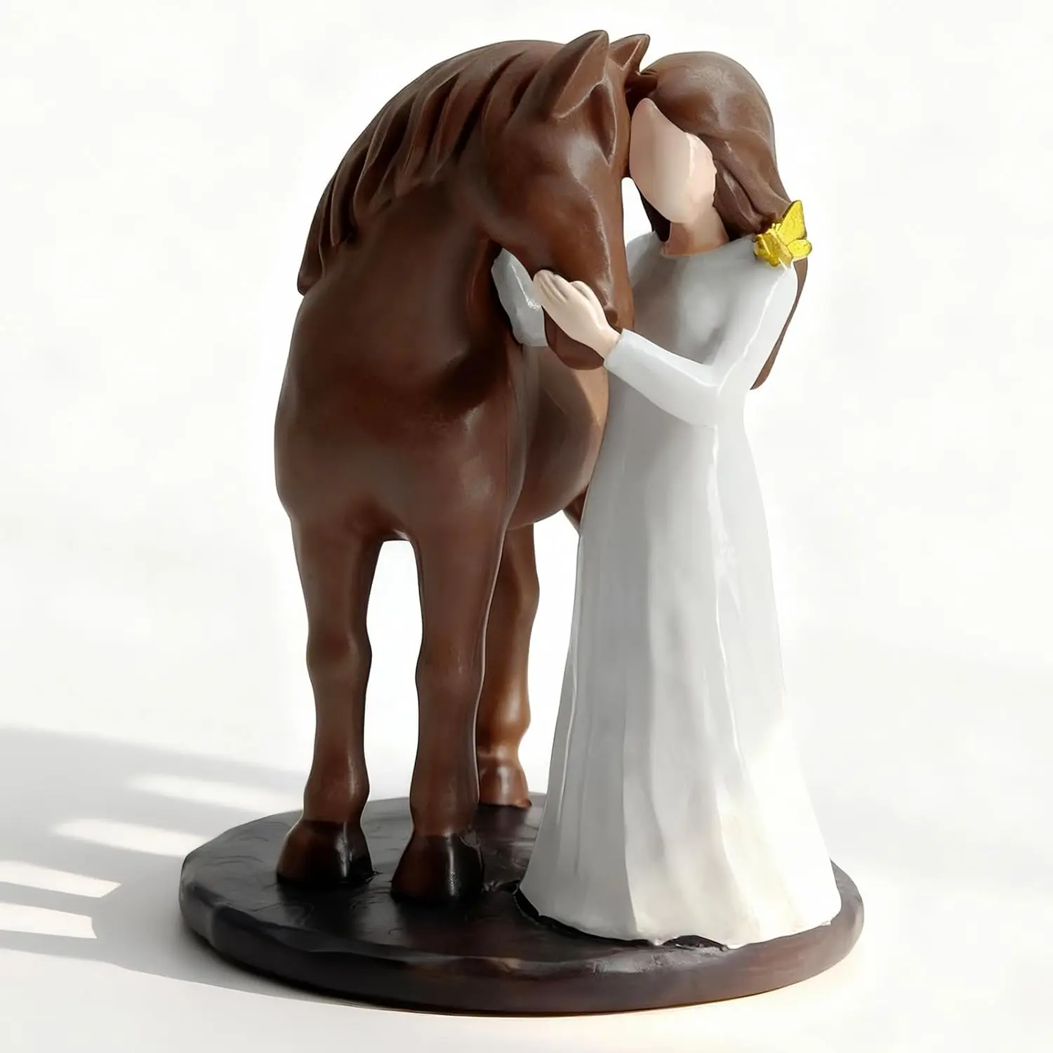 Horse Gifts for Girls Women - Girl Embraces Horses Figurine, Memorial Gift for Horse Lovers Teen Cowgirls - Hand-Painted Resin Decor Equestrian Gift Stuff for Birthday, Christmas, Thanksgiving
