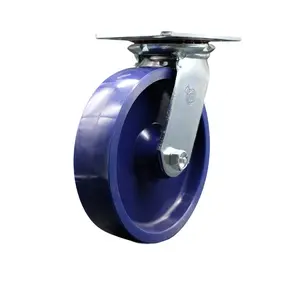 Service Caster SCC-35S820-SPUR Heavy Duty Large Top Plate Solid Polyurethane Swivel Caster with 8 x 2 in. Blue Wheel - 1200 lbs Capacity per Caster