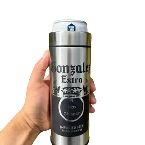 Custom Beer-Logo Stainless Steel Slim Skinny Can Cooler – Personalized Name & Message, Double-Wall 12oz