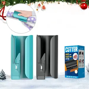 【Christmas Gadget】1 Count Portable Cylinder Paper Cutter, Christmas Gift Wrapping Tool,  Ideal for Holiday Gift Packing, Crafting, and Birthday Wrap Rolls, Includes 2 Replacement Blades, Hand-Saving Design
