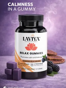 Laviya Plus Reishi Relax Gummies, Functional Mushroom Herbal Supplement, 30 Pieces, Alcohol-Free Relaxation Aid That Promotes Calmness