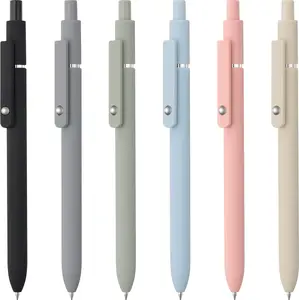 6 Pack Cute Gel Pens, Retractable Quick Dry Gel Ink Pen, Fine Point 0.5mm Black Ink Rolling Ball Gel Pens, Smooth Writing Aesthetic Pens for Home School Office Supplies