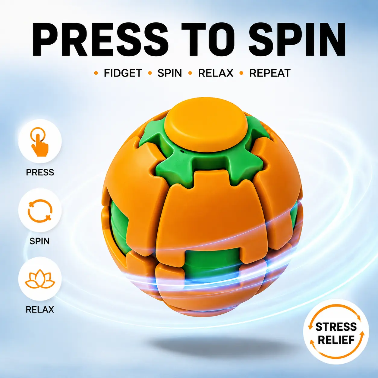 3D Printed Fidget Ball, Rotating Push Twist Desk Toy for Work & Study, Satisfying Sensory Toy for Relaxing and Staying Focused，TikTokShopBackToSchool