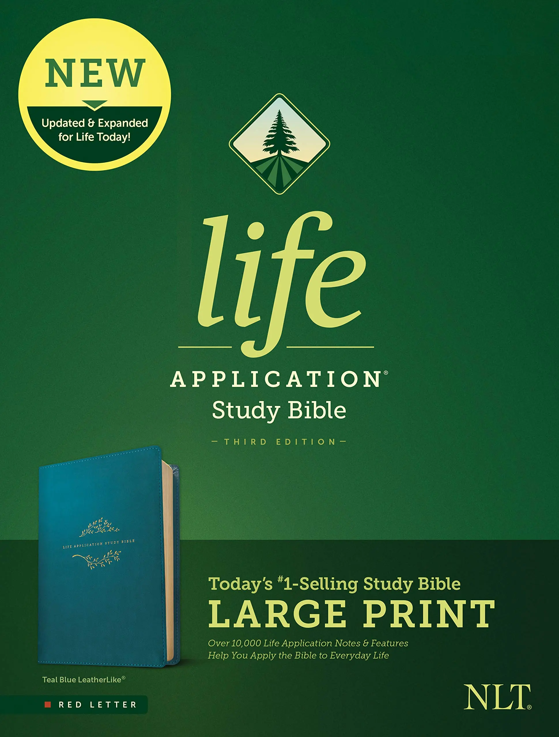 NLT Life Application Study Bible, Third Edition, Large Print (Leatherlike, Teal Blue) -- Tyndale - Bible