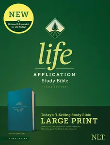 NLT Life Application Study Bible, Third Edition, Large Print (Leatherlike, Teal Blue) -- Tyndale - Bible