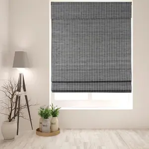 Semi-Sheer Roman Shades with Grey Brown,45"W x 60"H Light Filtering Cordless Blinds for Interior Windows Mounting Hardware
