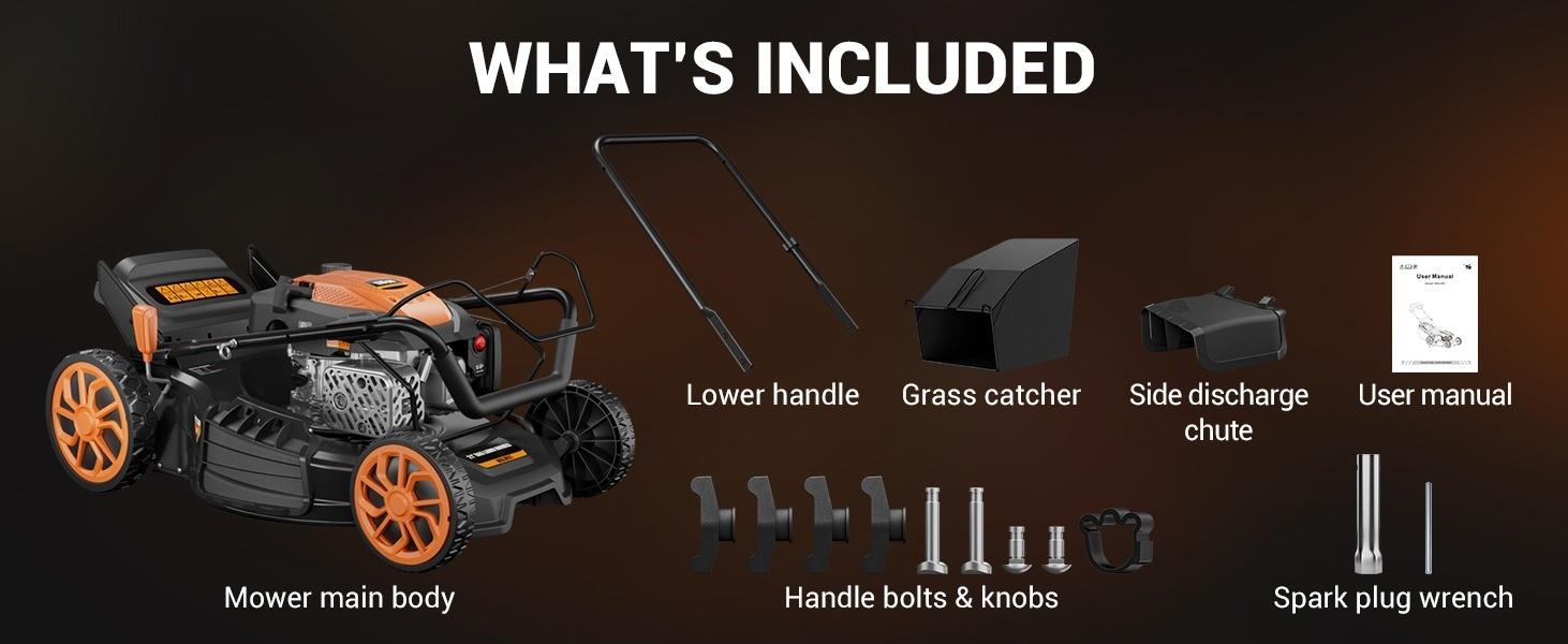 Efurden 21" Self-Propelled Gas Lawn Mower, 170cc 4-Stroke Engine, 7-Position Cutting Height, 3-in-1 Versatile Mulching Bagging Discharging, 1.9 Bushels Large Grass Collector Efurden 21" Self-Propelled Gas Lawn Mower, 170cc 4-Stroke Engine, 7-Position Cutting Height, 3-in-1 Versatile Mulching Bagging Discharging, 1.9 Bushels Large Grass Collector