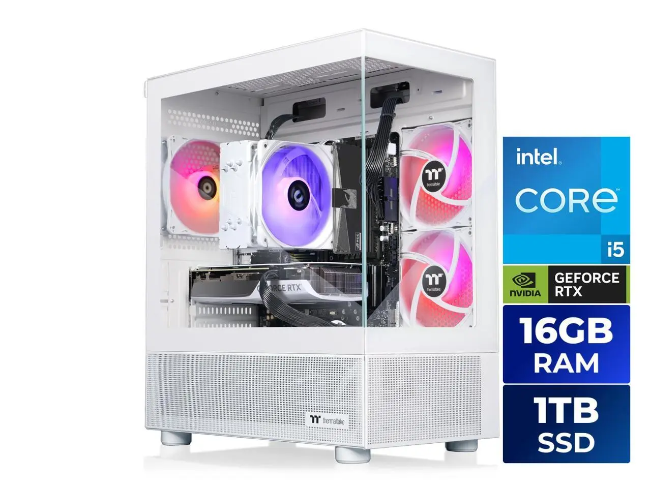 Thermaltake LCGS NE i1470-V170S Gaming Desktop (Intel Core i5-14400F, NVIDIA GeForce RTX 5070, 16GB DDR5 6000MT/s Memory, 1TB NVMe M.2, 850W PSU, Wifi, Windows 11) N17S-B76N-570-LCS
