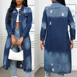 Ripped Denim Jacket Fashion Washed Denim Jacket, Size S-XXL